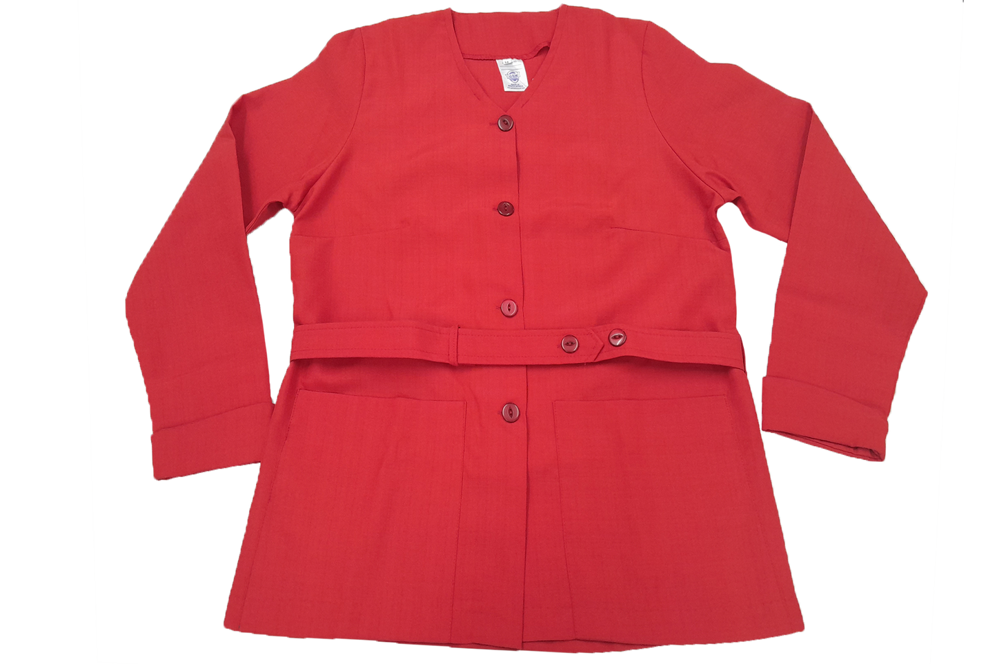 Red Collarless Church Blouse