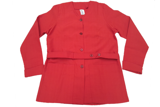 Red Collarless Church Blouse